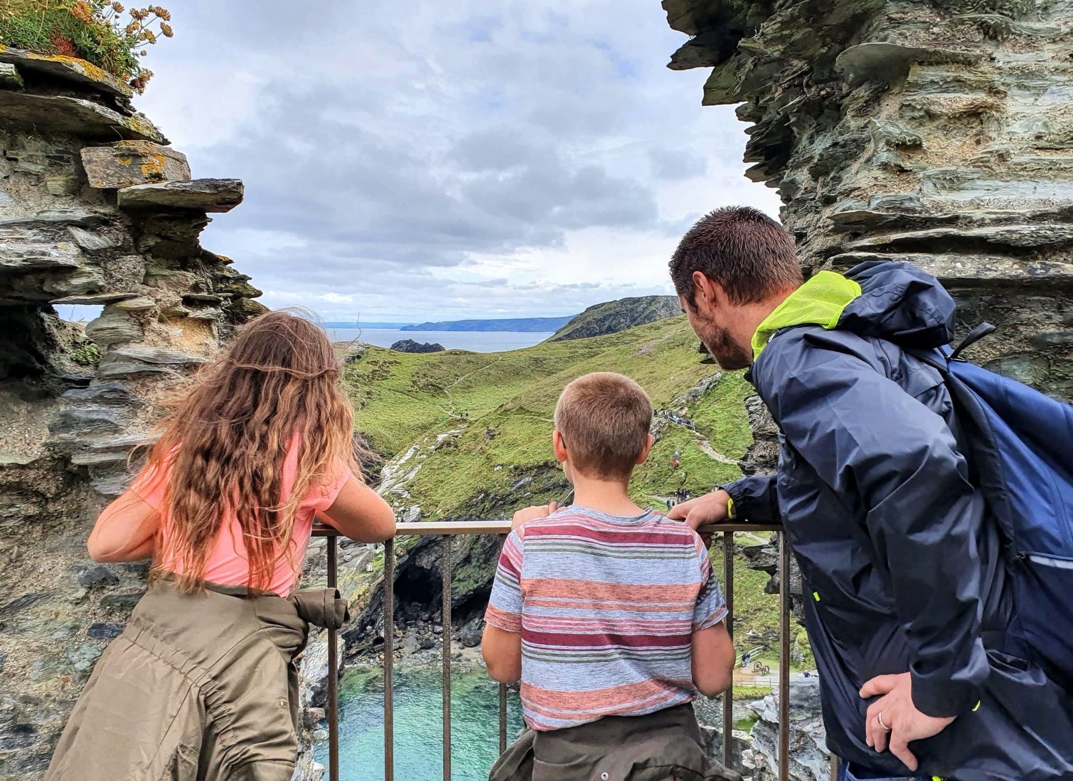 Cornwall with kids, review family, Tintagel Castle, English Heritage, view, frugal mum family photo
