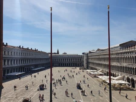 St Mark's Square Basilica, venice, inside, frugal mum review, photo, view of square from basilica